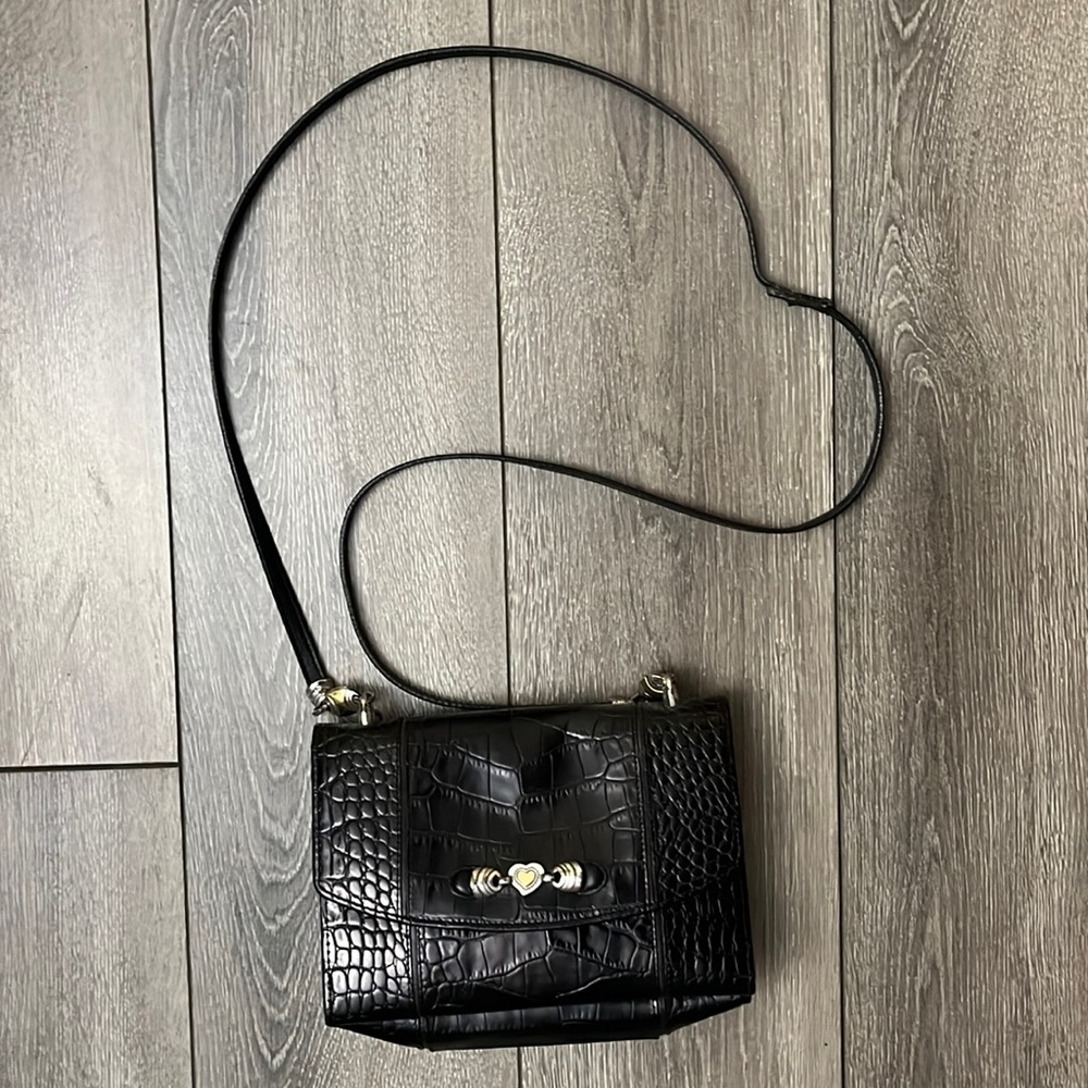 Brighton Vintage Croc Black Crossbody
